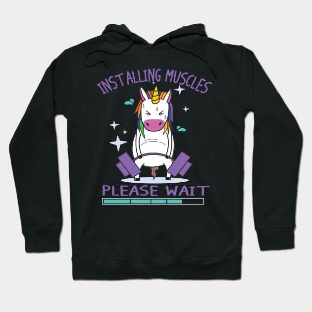 Installing Muscles Please Wait Shirt - Funny Unicorn Fitness Tank Top Hoodie by Kaileymahoney